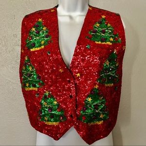 Vintage Ugly Christmas Sequined Vest